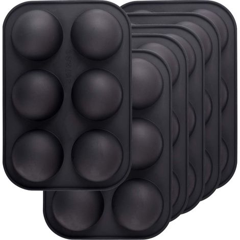 Moule en silicone semi-sphérique à 6 cavités, lot de 6, pour la confection de bombes au chocolat, gâteaux, gelées, puddings et mousses en dôme - Noir (1/5)