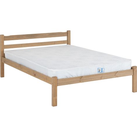 Panama 4 Feet 6 Inches Bed Frame - L198 x W144 x H77 cm - Natural Wax (1/4)