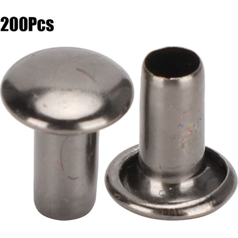 200 rivets creux à tête plate ronde pour boîtes et sacs, fixations, 8 x 8 mm, noir