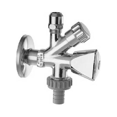 ROBINET COMBINÉ POUR LAVABO ET LAVE-LINGE AVEC SUPPORT POUR TUYAU Dimensions : 1/2 x 3/4 x 3/8