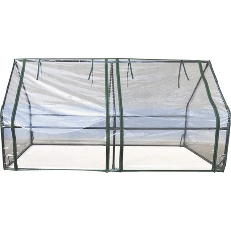 Serre PVC Acier Feuille Horizontale 180x90x90 cm Vert avec Double Porte avec Fermeture Éclair (1/3)