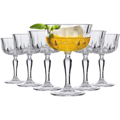 Verres à Cocktail en Cristal Rétro, Set de 6 Verres de 241ml pour Martini, Margarita et Espresso Martini (1/5)