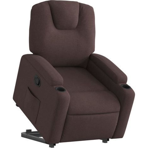 Poltrona relax porta TV rivestimento confortevole funzione sollevamento elettrico in tessuto testa di moro DEC028010