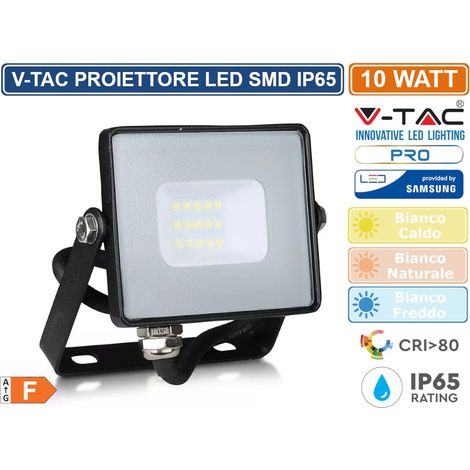 Faro Nero LED IP65 10W ultrasottile Chip Samsung V-TAC PRO VT-10B 3000K SKU 424