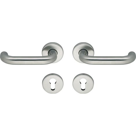 ECO Drückergarnitur D110/R mit Rosetten PZ, TS 40-66 mm, silber eloxiert