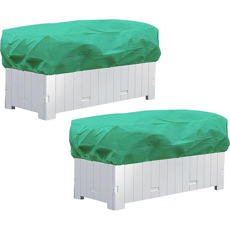 Fundas protectoras para macetas cuadradas, 2 unidades en verde esmeralda, modelo elástico, 120 x 80 x 40 cm, resistentes a las heladas para el invierno.