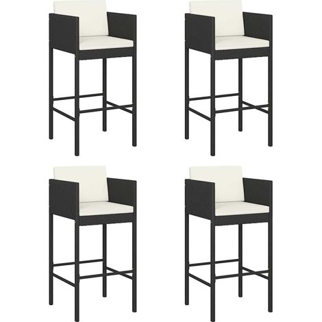 Maison Exclusive - Barhocker 4 Stk. mit Kissen Schwarz Poly Ratta (1/5)
