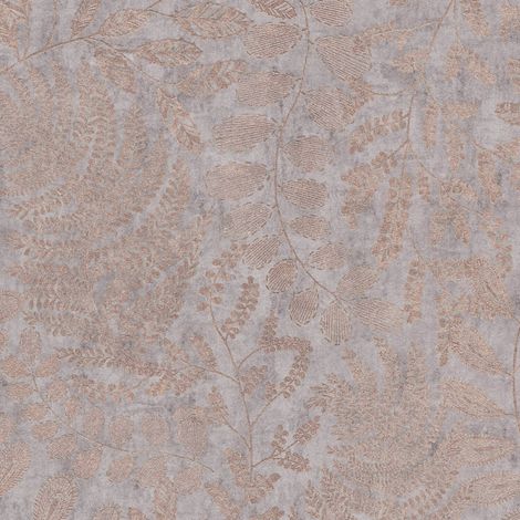 Carta da parati natura Profhome 388303 Carta da parati TNT liscia con ornamenti floreali scintillante beige rosa oro 5,33 m2