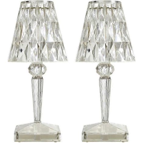 Wiederaufladbare Acryl-Tischlampen aus Kristallglas mit USB-Anschluss für Schlafzimmer, Nachttisch oder Bar, 2er-Set moderne Nachtlichter (1/5)