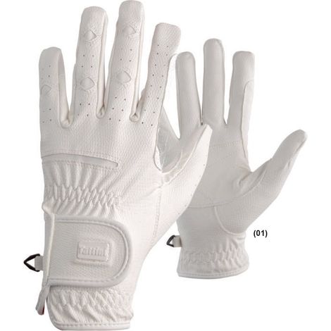 XS, Bianco: Guanti da equitazione in materiale tecnico con doppi inserti in lycra