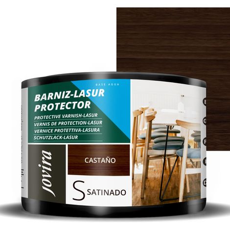 Vernis Lasur Effet Satiné Protector à L'eau. Elle protège, décore et embellit tous les types de bois. 375 Millilitres, Marron (1/5)