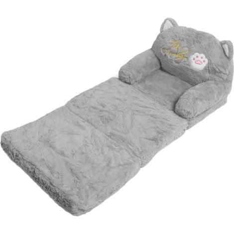 Canapé pour enfant en bas âge, motif chat mignon, fauteuil inclinable, canapé pliant pour la sieste, les jeux et le sommeil, gris, 3 couches (1/5)