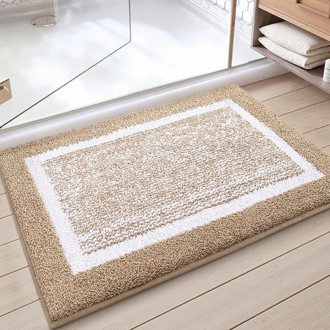 Tappetino da bagno antiscivolo, morbido tappetino da bagno in microfibra, assorbente e lavabile in lavatrice, 40 x 60 cm, cachi (1/5)