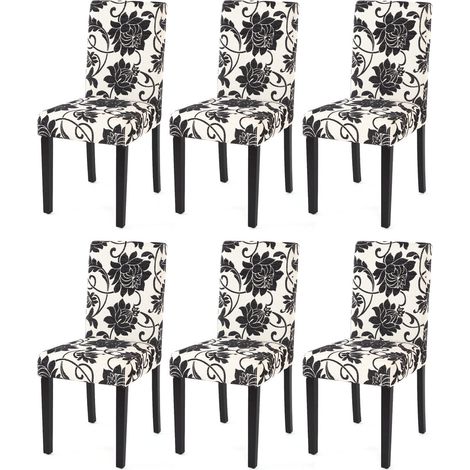 [NON UTILIZZATO] Set 6x sedie Littau tessuto soggiorno cucina sala da pranzo 43x56x90cm fiori piedi scuri
