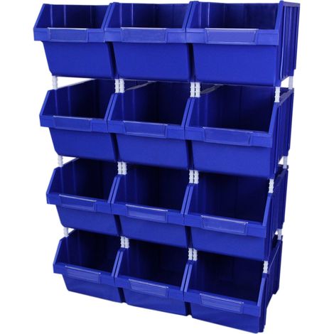 MonsterShop - 12 Contenitori a Bocca di Lupo in Plastica per Magazzino, Garage e Officina 26cm x 28cm x 42,5cm (1/5)