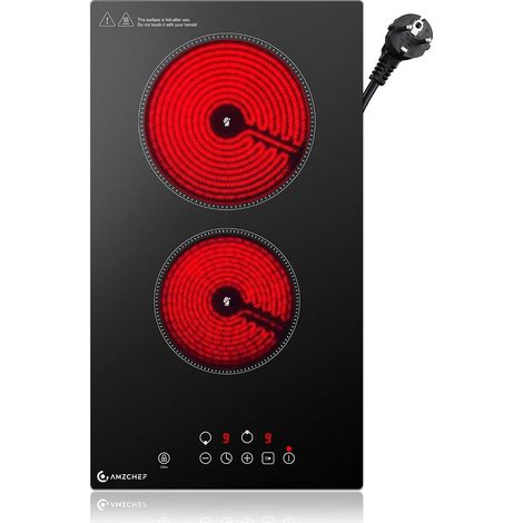 Plaque Vitrocéramique 2 Feux, 3200W Plaque de Cuisson Electrique 2 Feux avec 9 Niveaux de Puissance, Design 2-en-1 de Table/Encastrable, Compatible avec Tous les Ustensiles de Cuisine (1/5)
