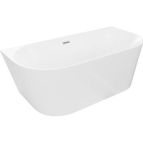 Mexen Oval Slim freistehende wandnahe Badewanne 170 x 80 cm, weiß, Überlauf chrom - 52661708000-01 (1/5)