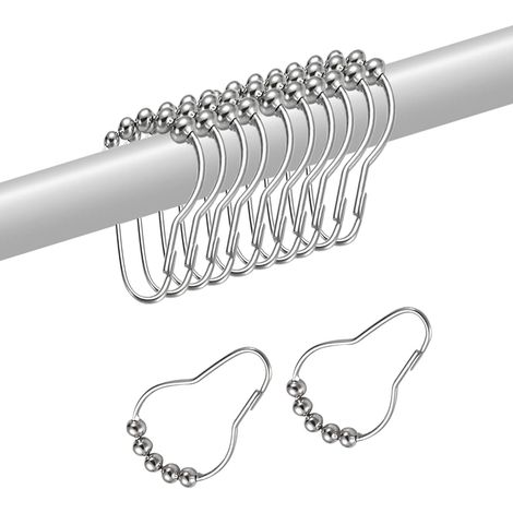 Crochets pour Rideau de Douche Lot de 24 Anneaux pour Rideau de Douche en Acier Inoxydable pour Salle de Bain (1/5)