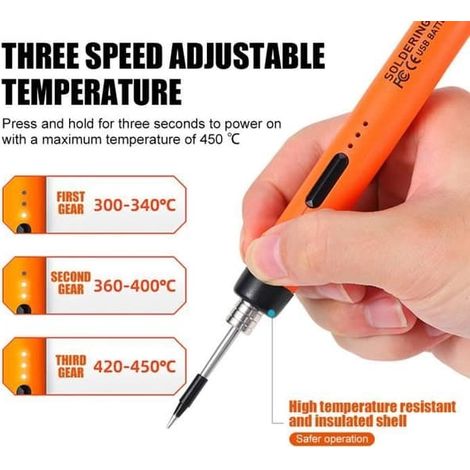 SABIR-Fer à souder électrique rechargeable USB, 3 niveaux de température - Orange (1/4)