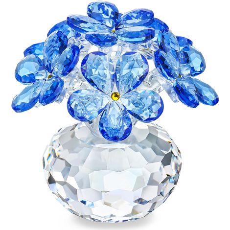 Blaue Kristallblumenfigur „Vergissmeinnicht“, Geschenk für Mutter, Ehefrau, Freundin, Glasblumendekoration für Zuhause, Büro, Tischdekoration (8,5 x 7,5 x 7,5 cm)