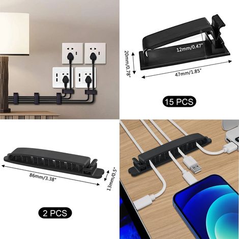 Kit de gestion des câbles de 200 pièces pour PC et TV sous bureau (1/3)