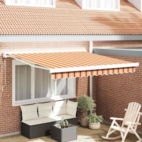 Toldo retráctil Amarillo y Naranja 300 x 250 cm Tela y Metal