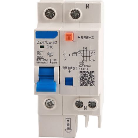 1P+N 16A 230V DZ47LE Fehlerstromschutzschalter für Erdschlussschutz (1/5)