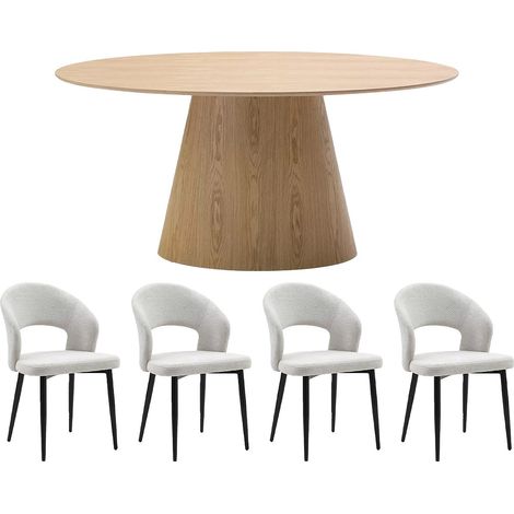 Ensemble table ANTELADA + 4 chaises NIYAMA - Naturel clair et gris (1/4)