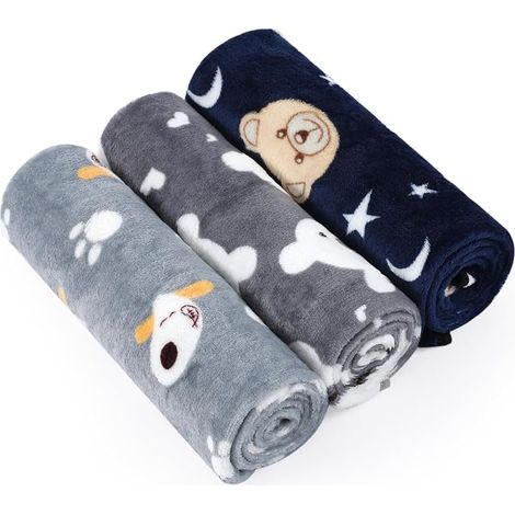 Pack of Fluffy and Washable Dog Cat Fleece Blanket for Sofa/Sofa/Bed, Suitable for Small and Medium Dogs and Cats, Grey (1/5)