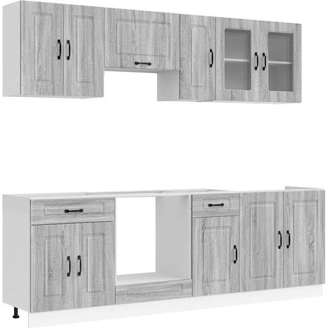 Maison Exclusive - 8dílná sada kuchyňských skříněk "Kalmar" šedý sonoma kompozit (1/5)