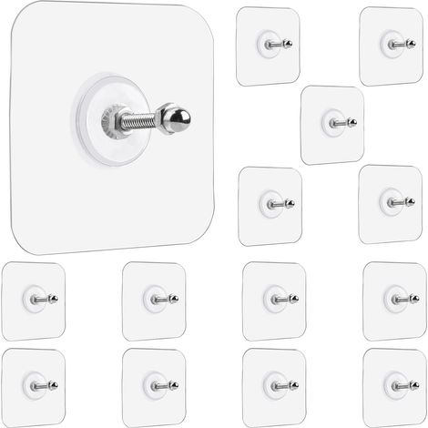 Crochets muraux adhésifs ultra-résistants sans clous ni perçage – Lot de 14 crochets de suspension avec fixation adhésive invisible (vis autocollantes) pour cuisine, salle de bain, maison et bureau (8 (1/5)