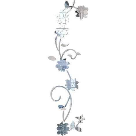 CCYKXA Acrylic wall stickers with vine flower pattern - Wall decoration for home, living room, bedroom - Silver
