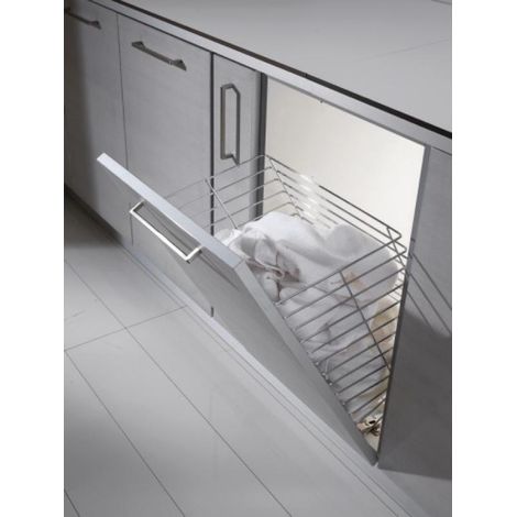 PANIER A LINGE FIL CHROME 40X30 AVEC COMPAS POUR PORTE BASCULANTE - INOXA SRL (1/4)