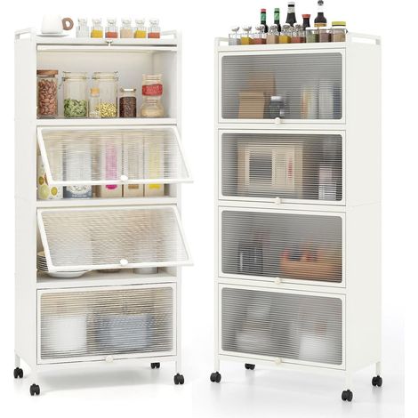 Mueble de cocina de 5 niveles 60 x 32 x 154 cm con puertas abatibles y prácticas ruedas estilo moderno metal negro 200010212