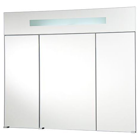 Armoire à glace + eclairage en visiere blanc brillant - 3 portes 950x750x188mm (1/5)