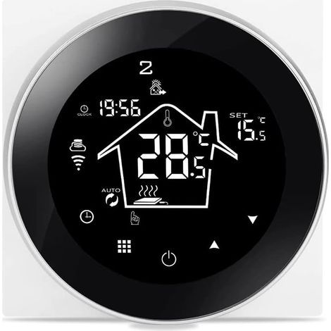 Intelligenter WLAN-Thermostat für elektrische Fußbodenheizung, programmierbar (16 A), Raumtemperaturregler, kompatibel mit Alexa, Google Assistant und Tuya, Steuerung per App und Sprachbefehl, Schwarz (1/5)
