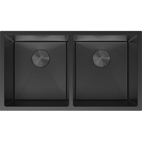 Mexen Binox lavello in acciaio a 2 vasche 800 x 450 mm, nero - 6421802000-70 (1/5)
