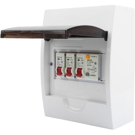 Boîtier électrique 2 modules 40A 30mA disjoncteur différentiel + 2 disjoncteurs pour garage et bâtiment résidentiel (1/5)