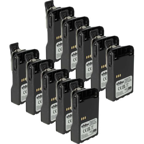vhbw 10x Akku Ersatz für Motorola PMNN4023, PMNN4022AR, PMNN4022 für Funkgerät, Walkie Talkie (2600 mAh, 7,2 V, Li-Ion) + Gürtelclip