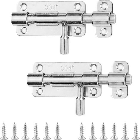 2 Pieces Verrou de Porte, Verrou Porte Exterieur, 304 Targette de Porte Exterieur, Loquet Porte en Acier Inoxydable,Boulons de Verrouillage de Porte Coulissants pour Chambre Garage Clôture (1/5)