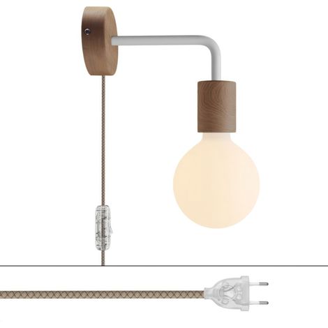 Lampe à abat-jour en bois avec extension incurvée (1/4)