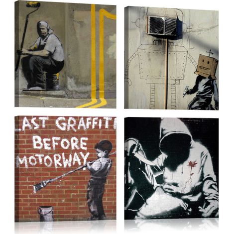 Tableau Imprimé "Banksy - Street Art" 40 x 40 cm (1/2)