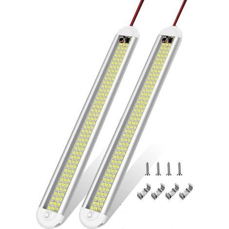 2 PCS Reglette LED 12V, 120 LED Barre de Lumière Intérieure Avec Interrupteur, Éclairage Utilitaire Pour Camping-Car, Caravane, Bateau, Cuisine, Salle de Bain, Chambre