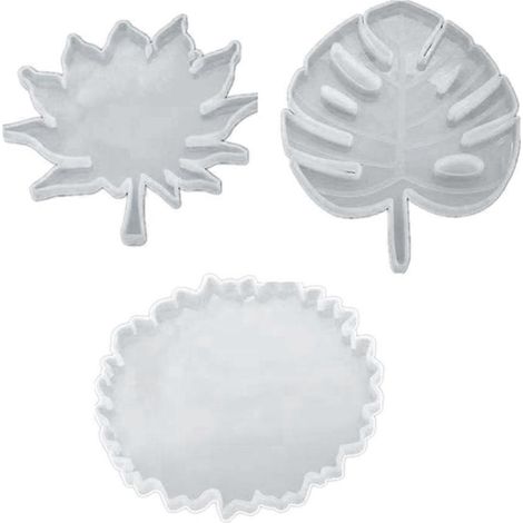 3-teiliges Set zum Selbermachen von handgefertigten Untersetzern aus Epoxidharz mit Ahornblattmotiv (1/4)