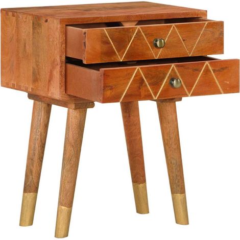vidaXL Mesita de noche de madera maciza de mango 43x30x58 cm (1/2)