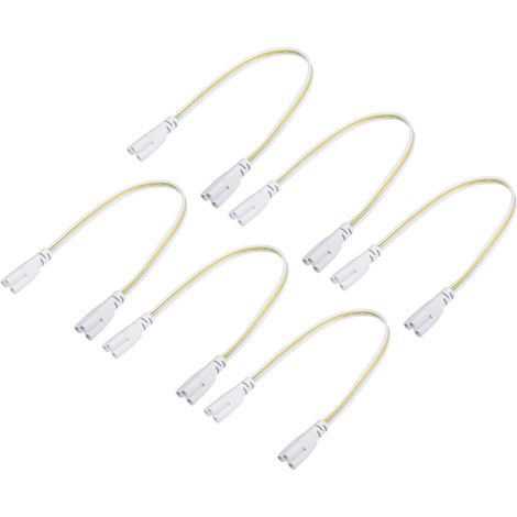 6 pcs T5 T8 LED Tube Connecteur Câble, Extensible Cordon avec Double Fin Connecter éclairage Tubes, Grand pour LED Intégré Tubes (Blanc, 0.98-Pieds) (1/5)