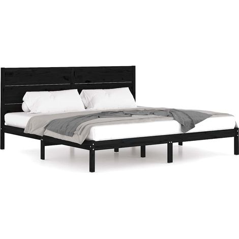 Maison Exclusive - Massivholzbett Schwarz Kiefer 200x200 cm (1/5)