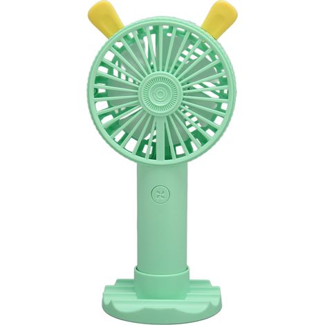 Ventilateur portable main lapin oreilles USB rechargeable 500mAh 2 vitesses ergonomique mini brise-vent vert pour maison voyage bureau (1/5)