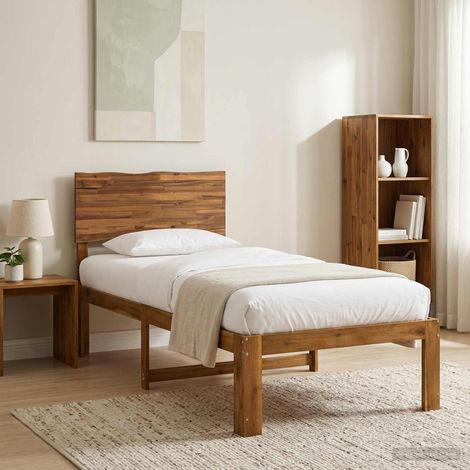 vidaXL Single Bed Frame with Headboard ROSTOCK Natural 100 x 200 cm (1/5)