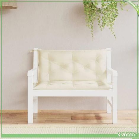 361661 Coussins de banc jardin lot de 2 crème 100x50x7 cm tissu oxford (1/5)
